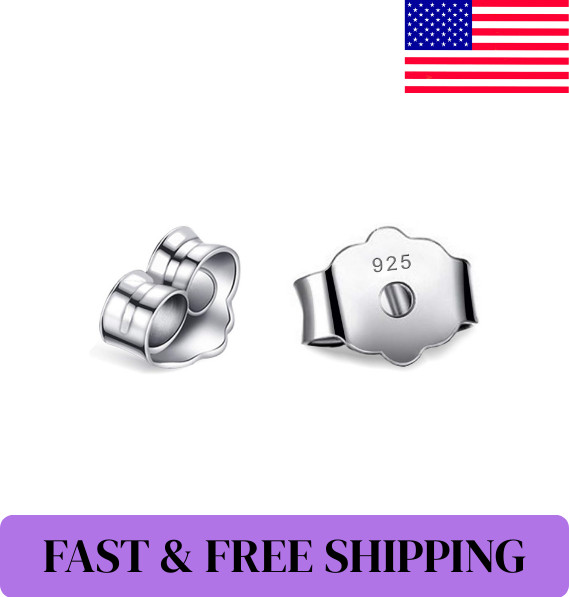 30Pcs/15 Pairs 925 Sterling Silver Earring Backs Replacement Secure Ear Locking