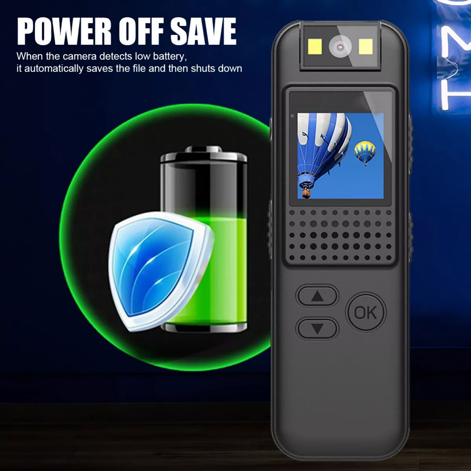 HD 1080P Camera W/0.9" LCD Screen 3-4H Playtime Multifunctional Installation