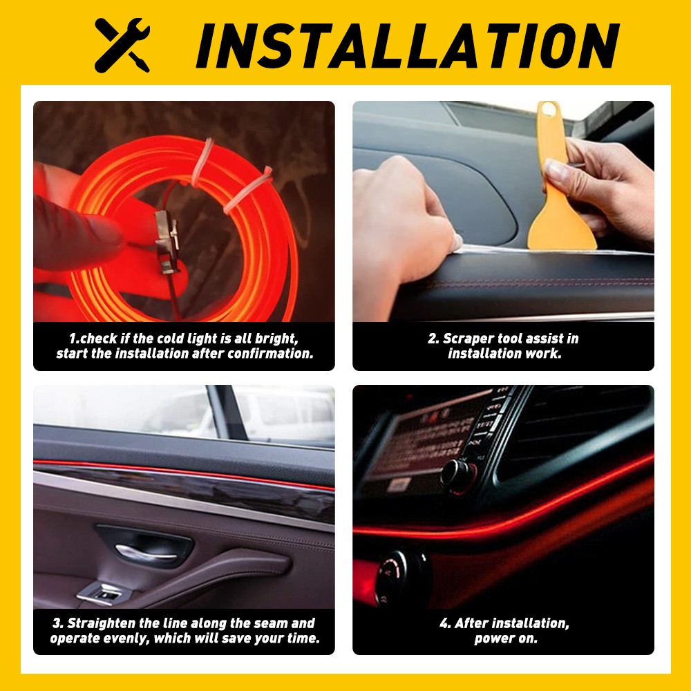 5M Red USB Interior LED Auto Car Atmosphere Wire Decor Strip Light Accessories