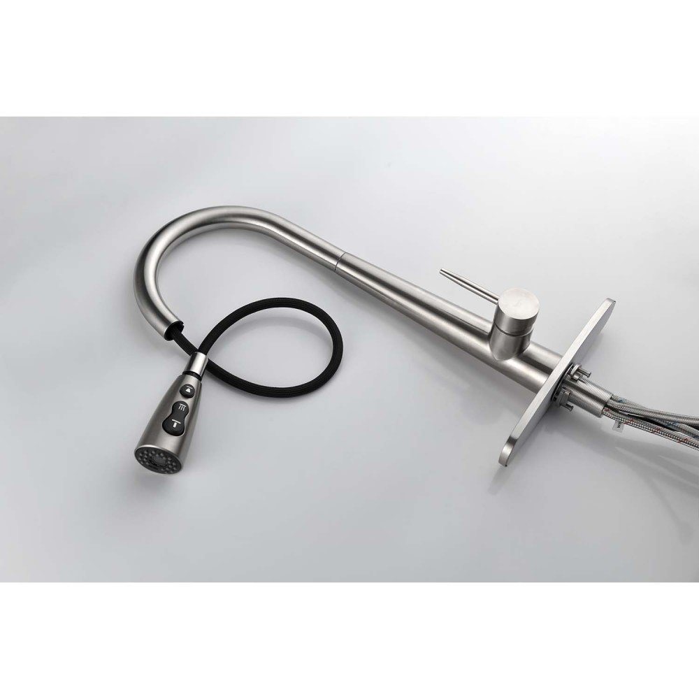 Single Handle Stainless Steel Kitchen Sink Faucet with Pull Down Sprayer