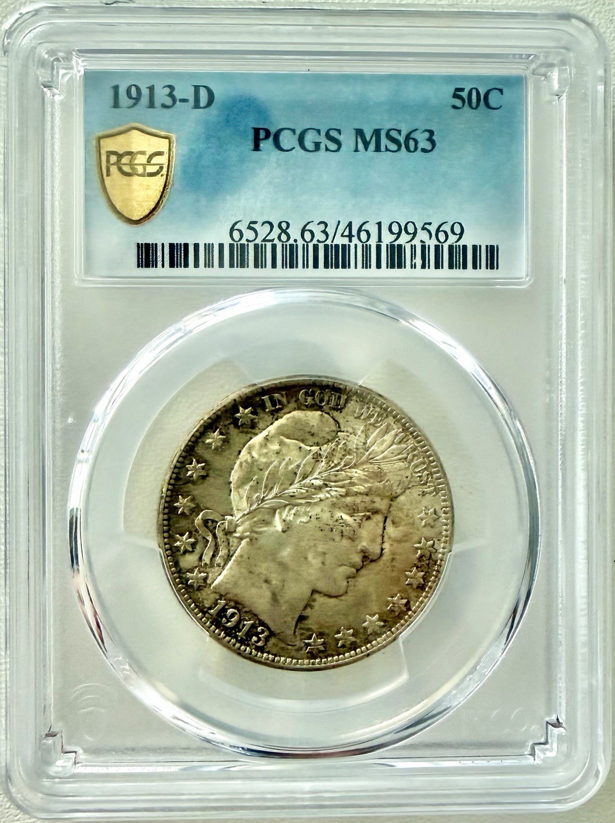 1913-d Walking Liberty Silver Half Dollar PCGS Ms 63