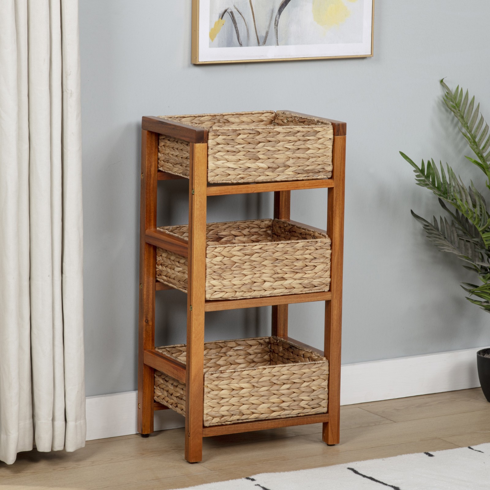 eHemco 3 Tier Hardwood Frame Grocery Storage Organizer Rack  (Collectible)