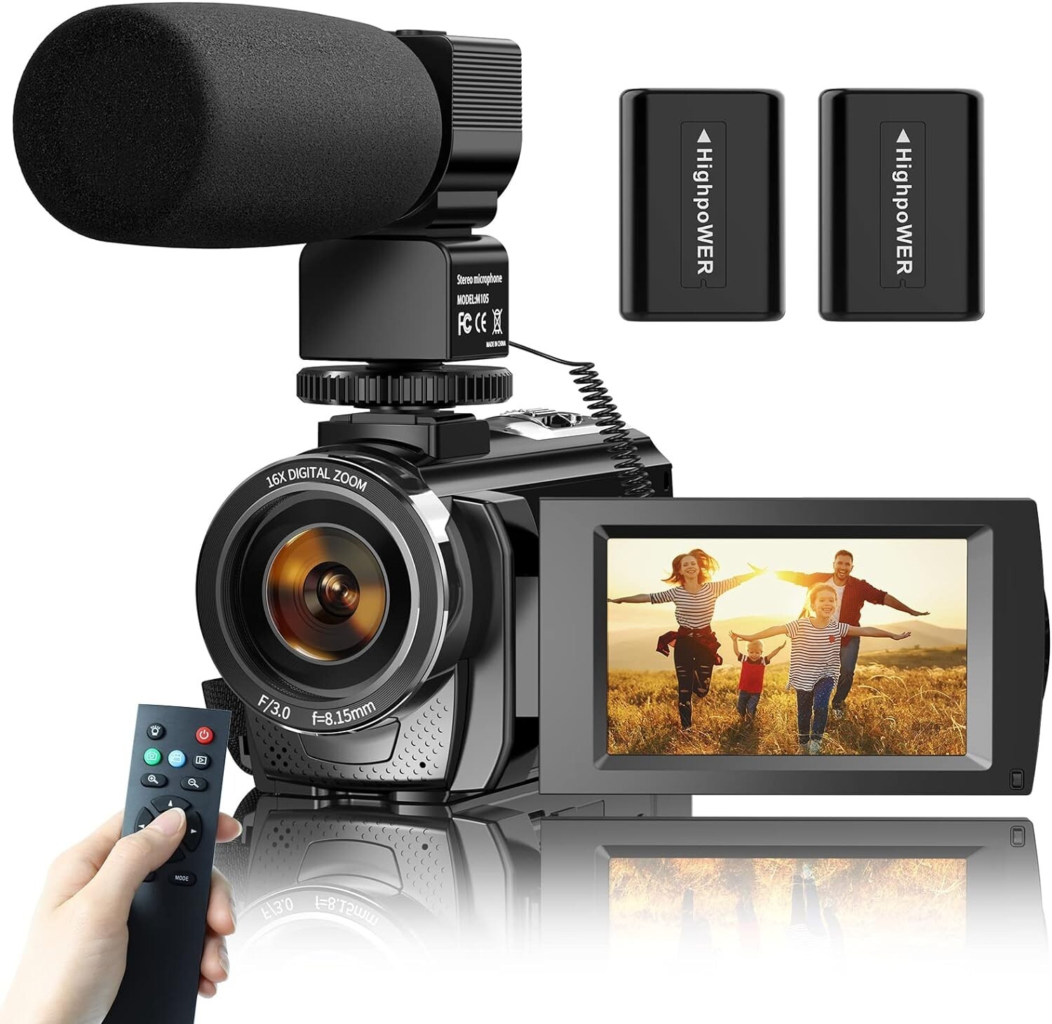 Video Camera Camcorder for Youtube Digital Vlogging Camera Fhd 1080P 30Fps 24Mp