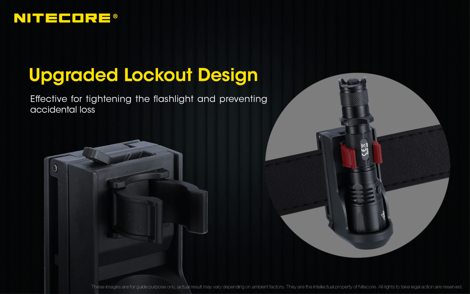 NITECORE NTH25 Rotary Flashlight Holster W/ Adjustable Belt Clip for Flashlights