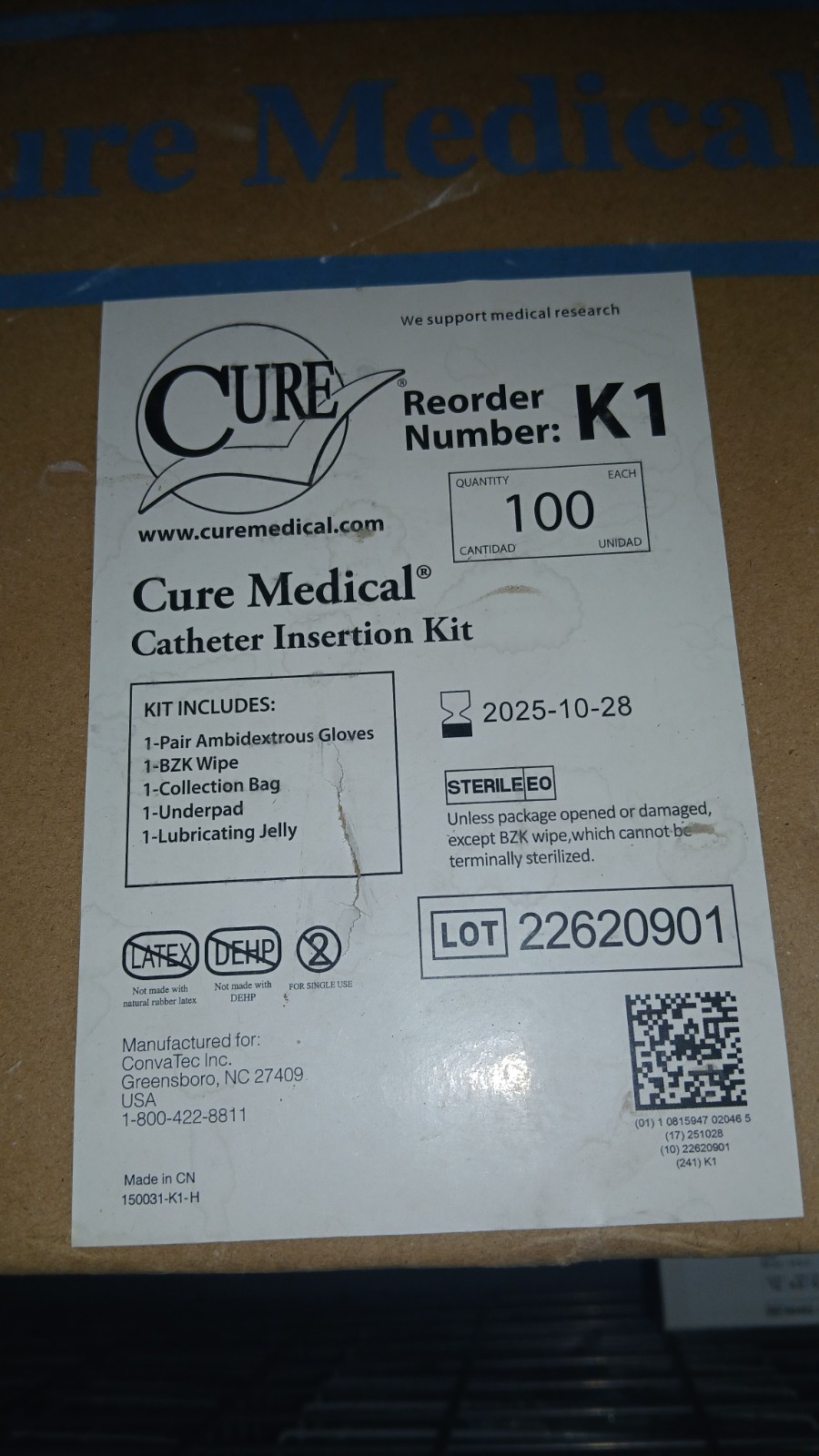 Cure K1 Insertion Kits 100 Unopened Packs Expiration 10-28-25 New