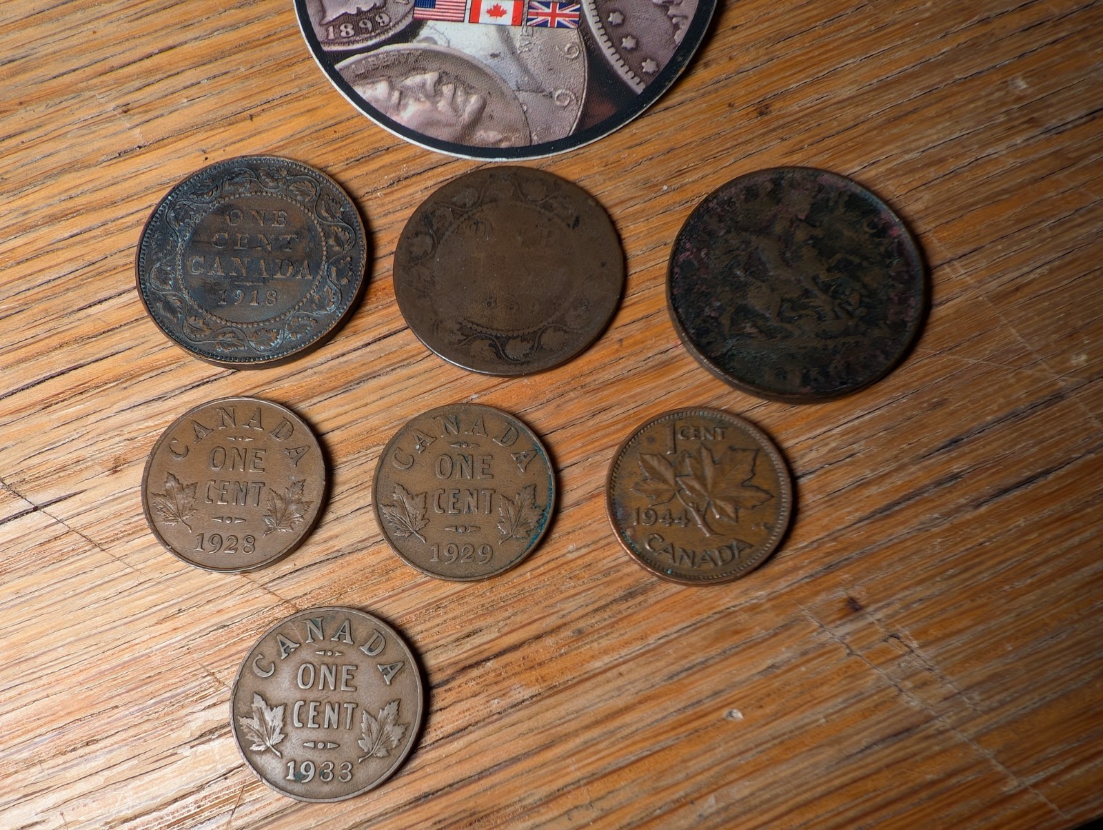 Lot Of 7 Canadian Copper Coins (1¢ & 1/2¢) Victoria, Bank Of Upper Canada