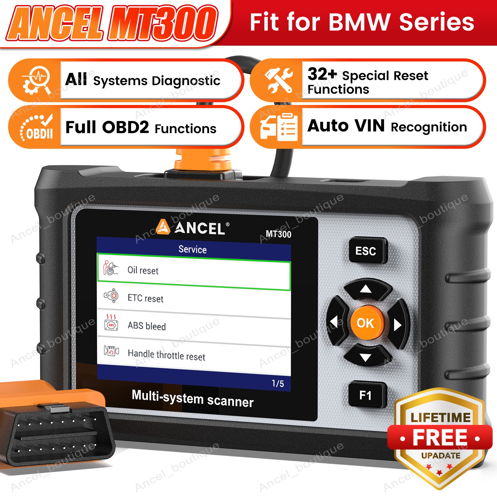 ANCEL MT300 Motorcycle OBD2 Scanner Diagnostic Tool For BMW C/E/F/G/H/K/R Series