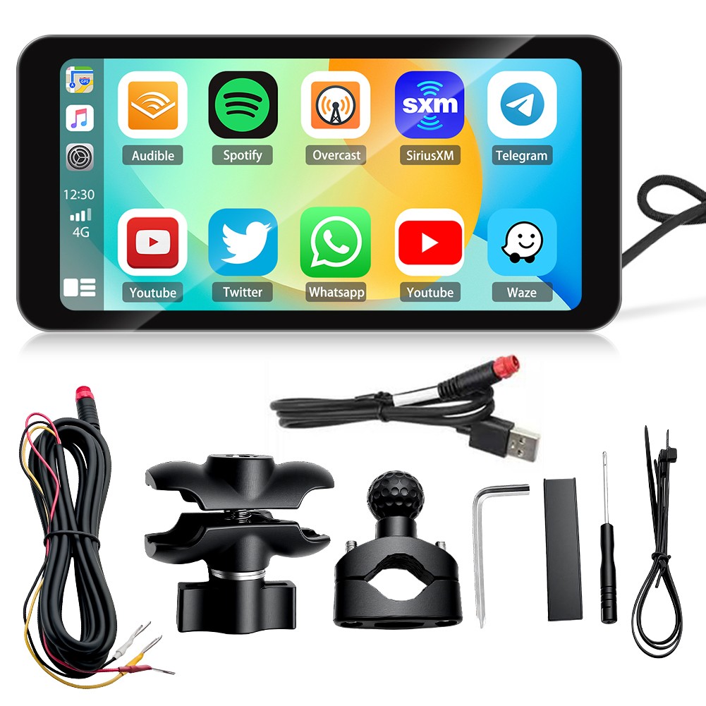 6.3'' Motorcycle GPS Navigation Carplay/Android Auto Waterproof Touch Screen