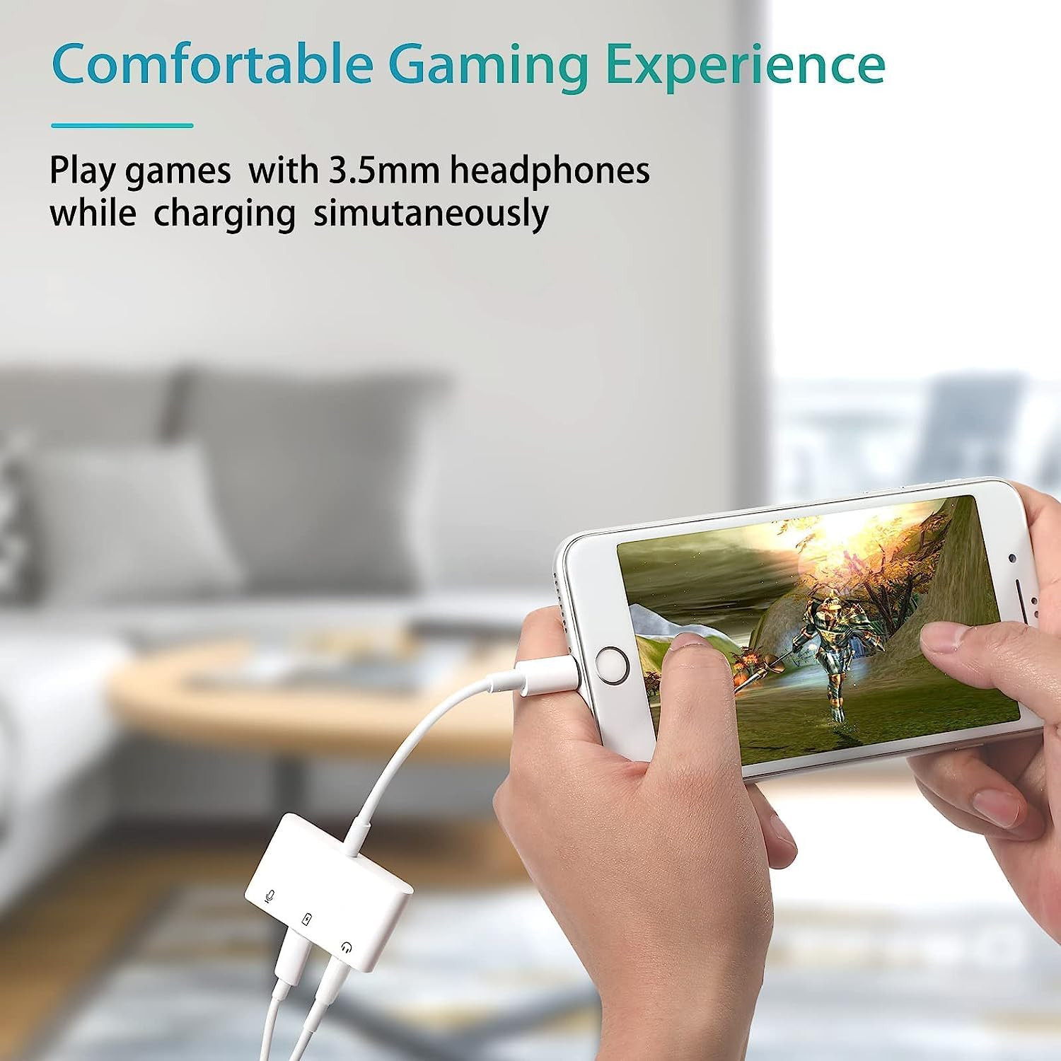 Iphone Microphone Adapter for Live-Streaming Lightening to Microphone & 3.5Mm He
