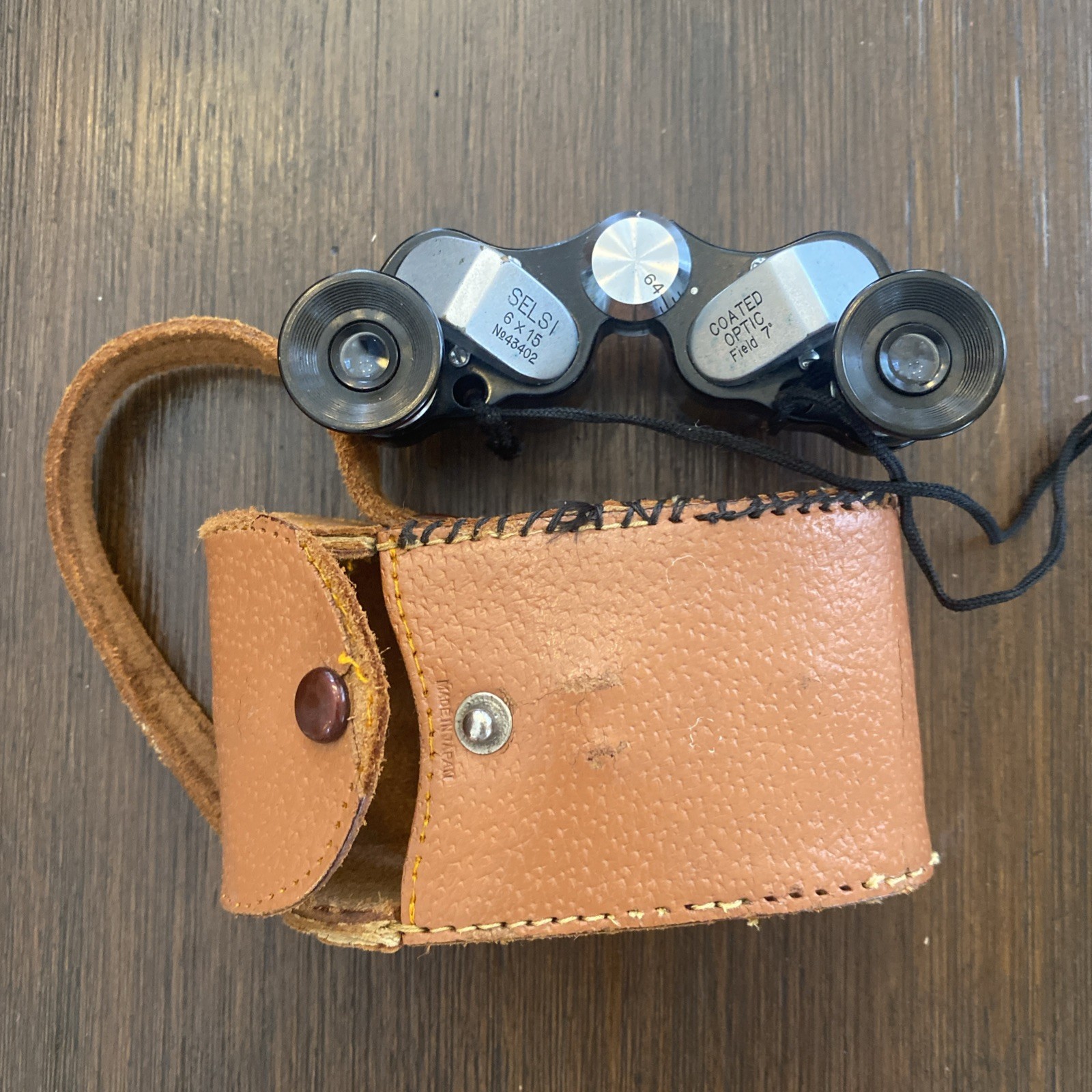 Vintage Selsi Light Wt Binoculars Coated Optics No. 43402 6x15 Field 7° w/Case