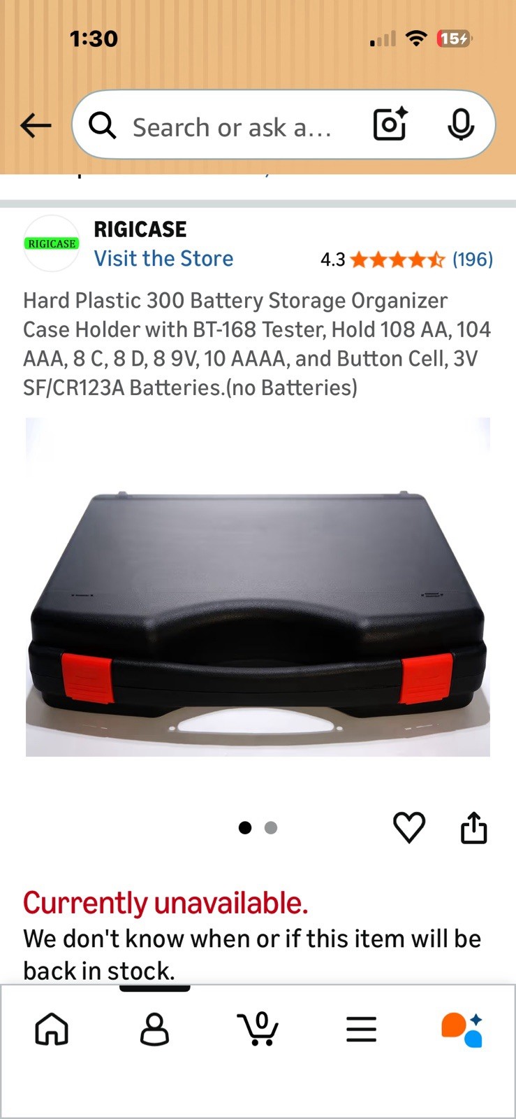 Preowned Hard Plastic Battery Organizer/Storage Case, Holds Up To 250 Batteries