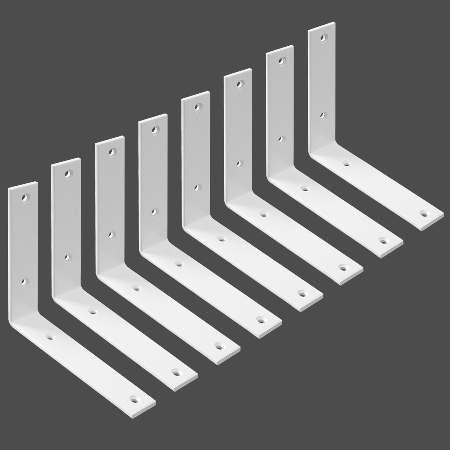 Shelf Brackets 6 Inch Wall L Brackets 8PCS Heavy Duty for Shelves Metal White Ru