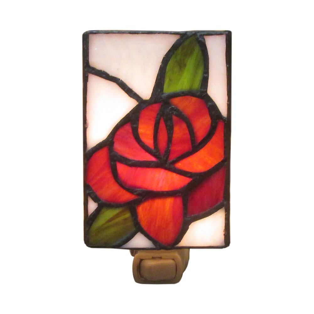 Rainbow Art Glass Rose Stained Glass Night Light
