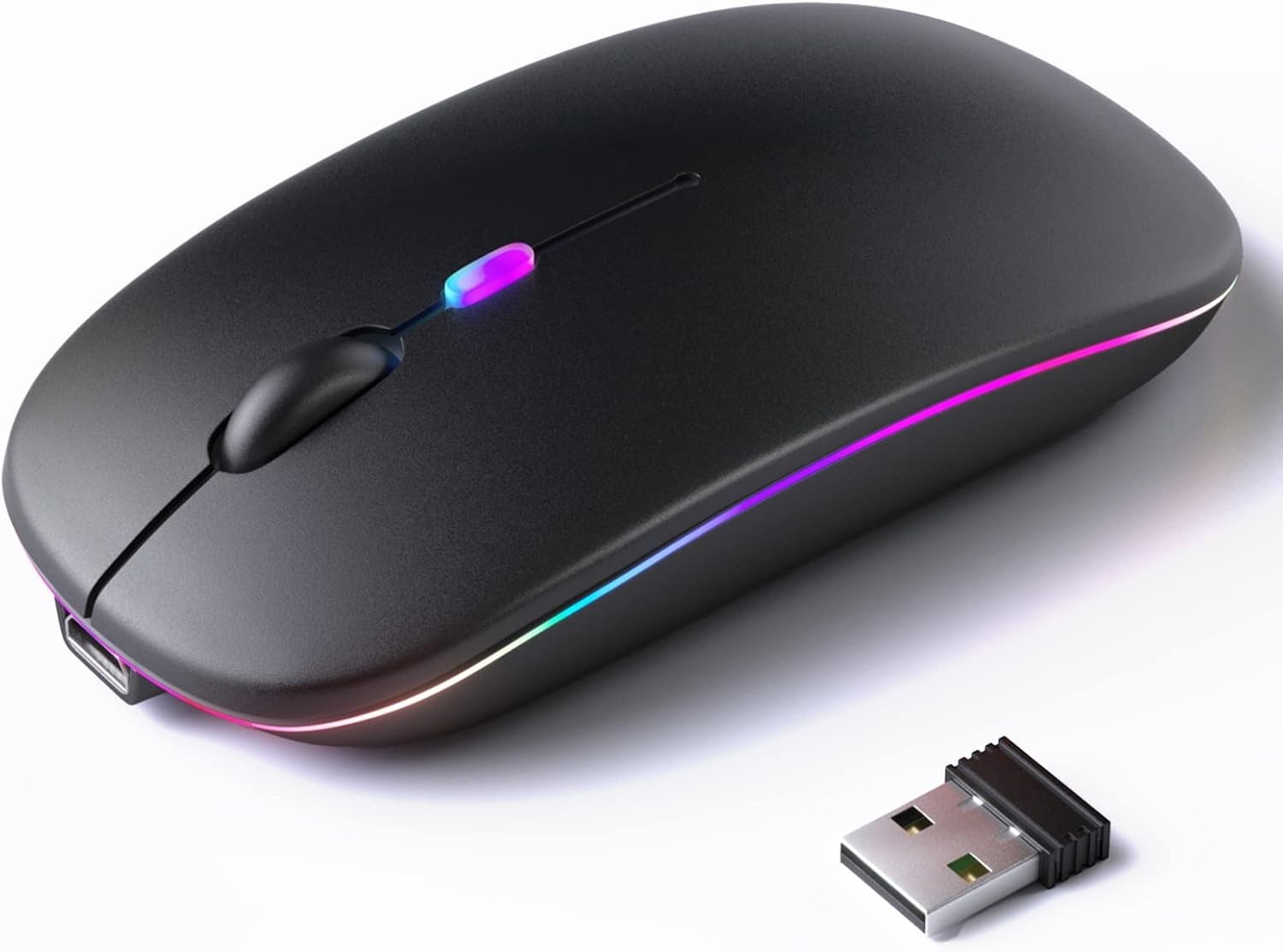 Stylish Rechargeable Bluetooth Mouse with Colorful LED Lights for All Devices