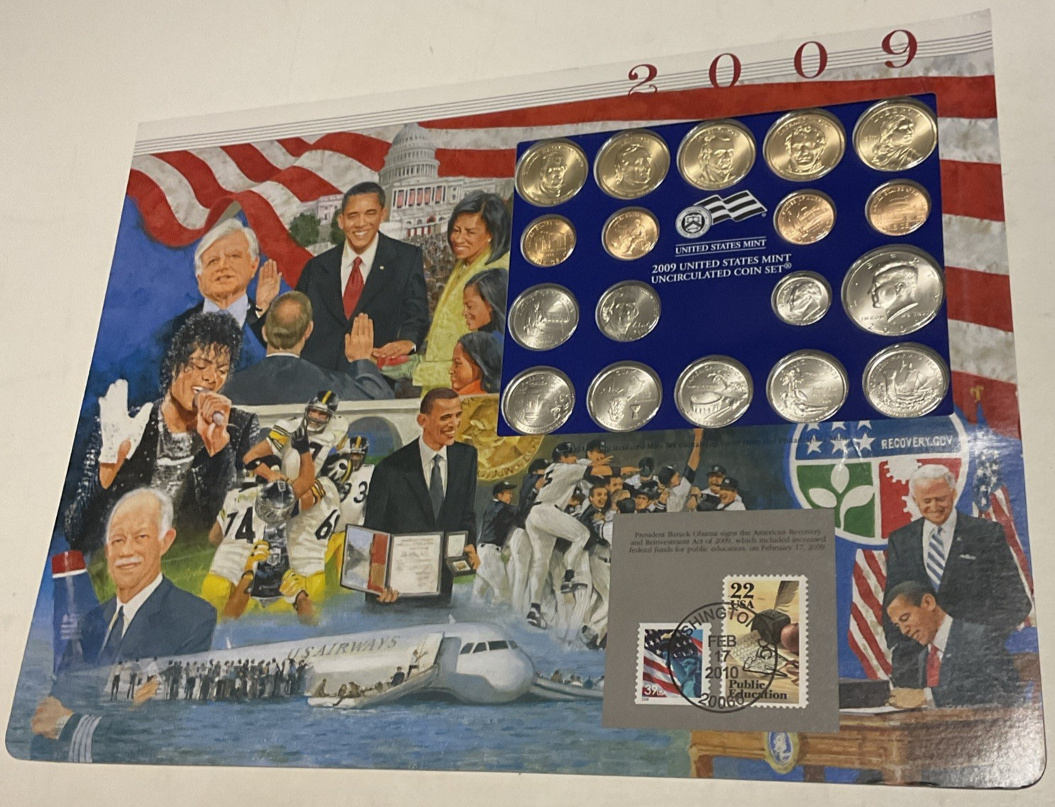 2009 P Uncirculated Mint Set Postal Commemorative Society Coin & Stamps
