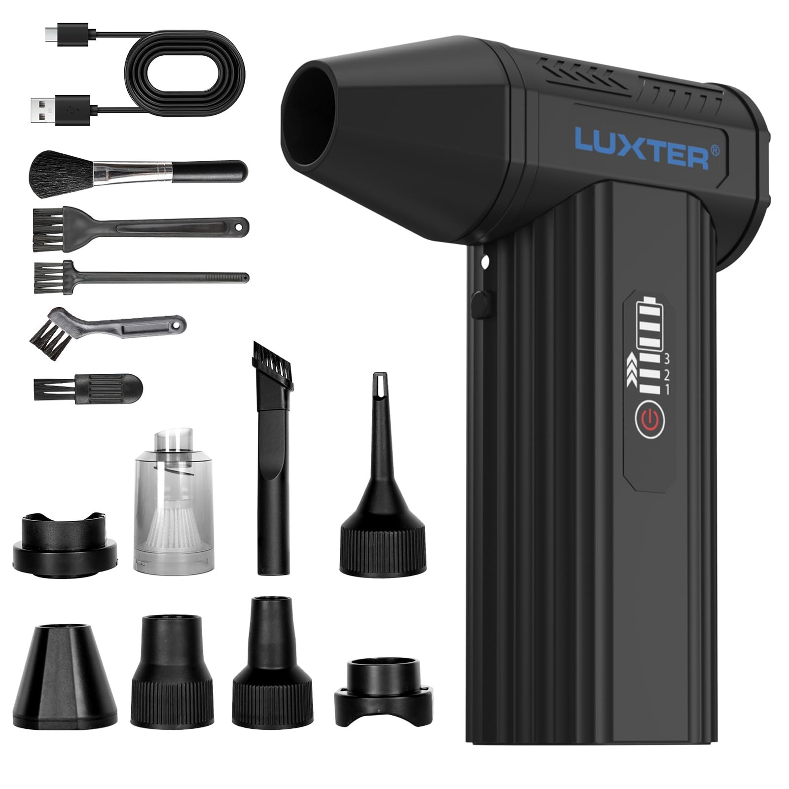 Compressed Duster & Vacuum 2-in-1, 130000RPM Duster Rechargeable, 3-Speed Set...