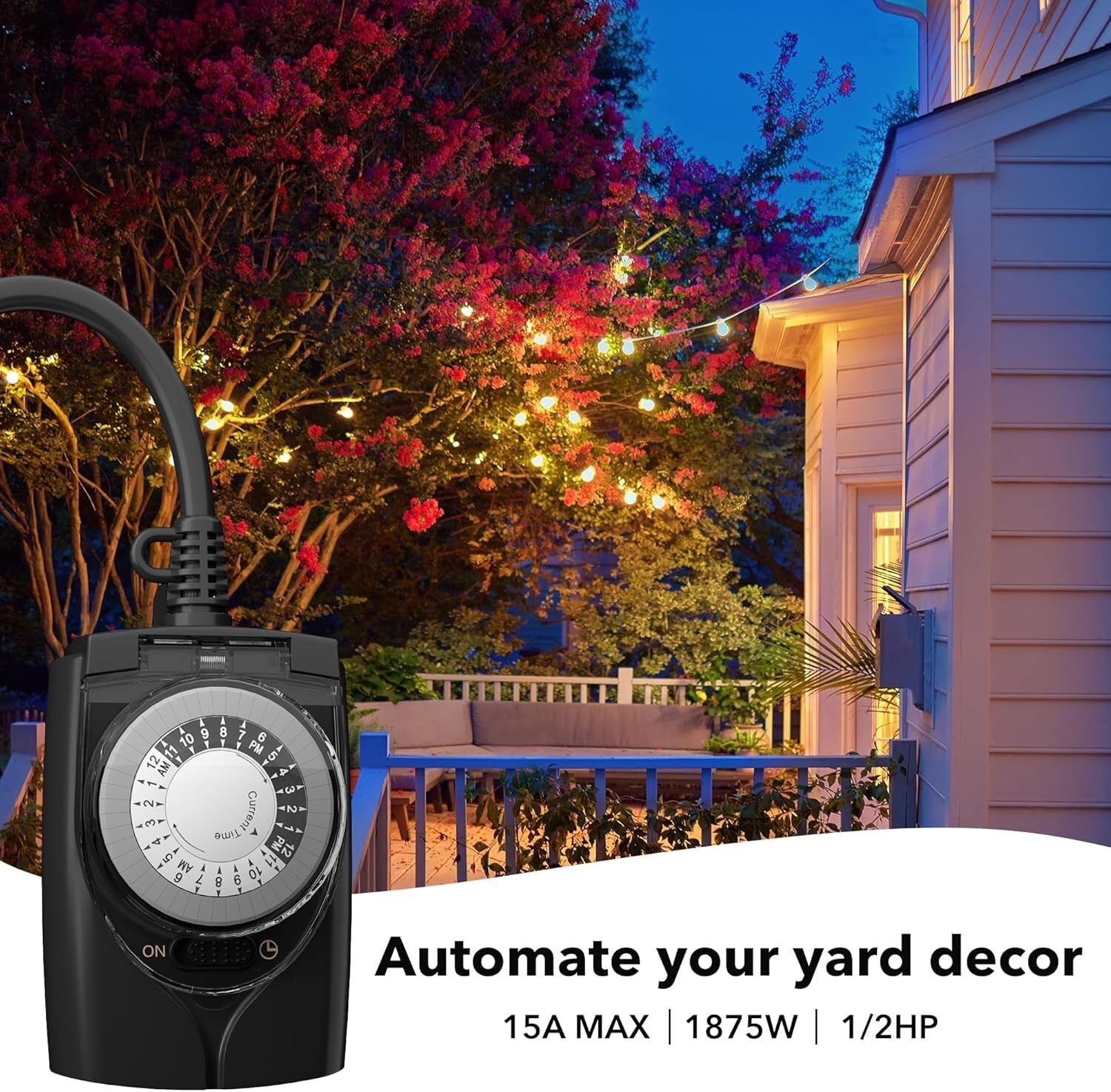 Timer Outdoor Two Outlets Heavy Duty Pool Yard Pump Mechanical 24 Hour Control