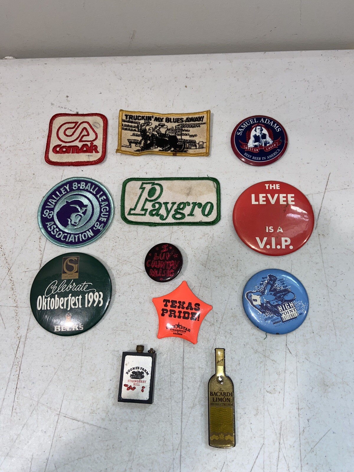 VTG Lot Patches And Buttons Truckin My Blues Away/ Valley 8 Ball/ ComAir/ Paygro