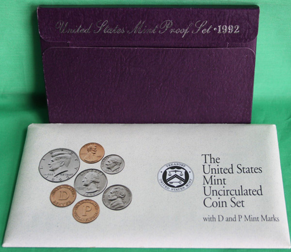 1992 Proof and Uncirculated Annual US Mint Coin Sets PDS 15 Coins Two Pieces