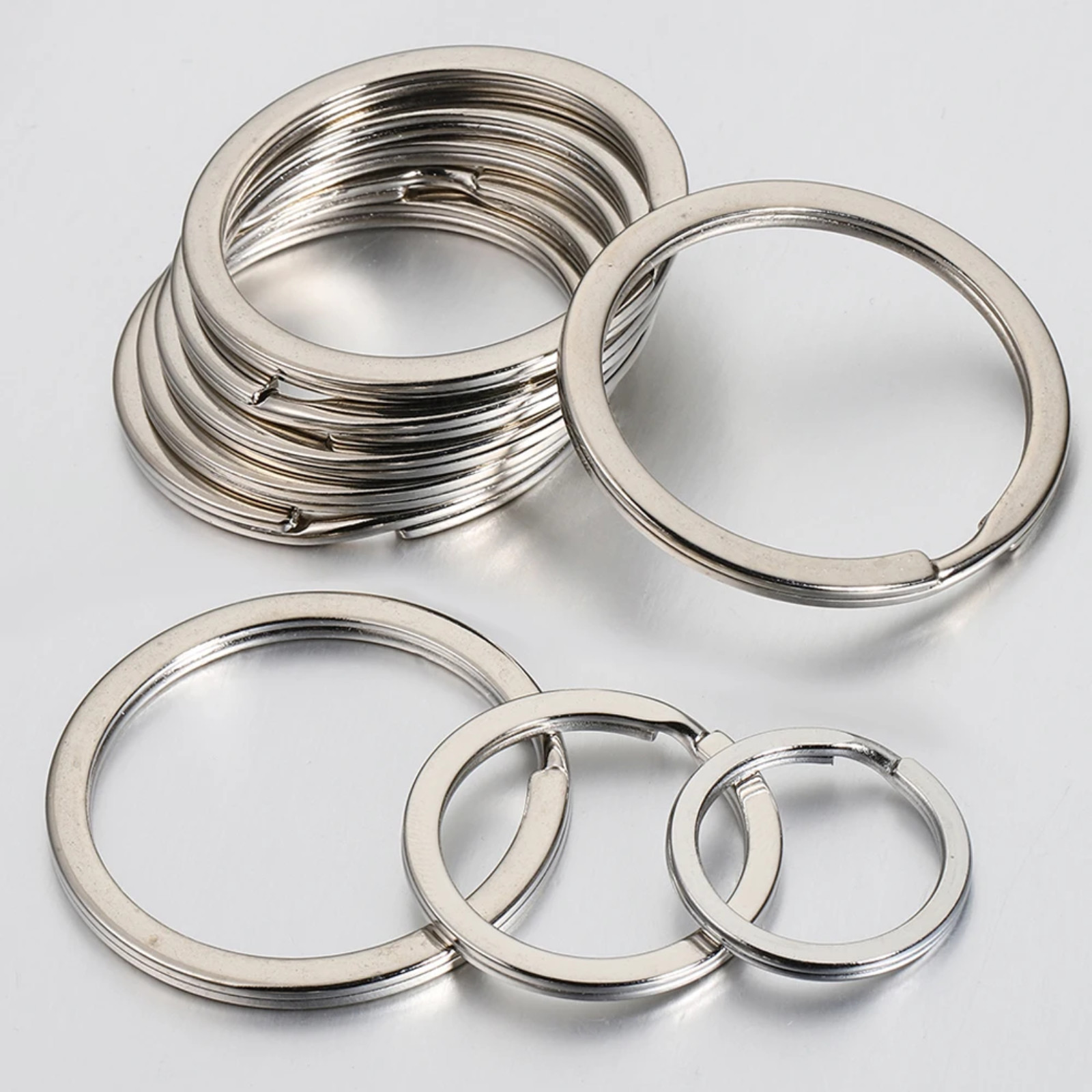 20 pcs Stainless steel Key Rings Assortment Heavy Duty Split Key Ring Loops