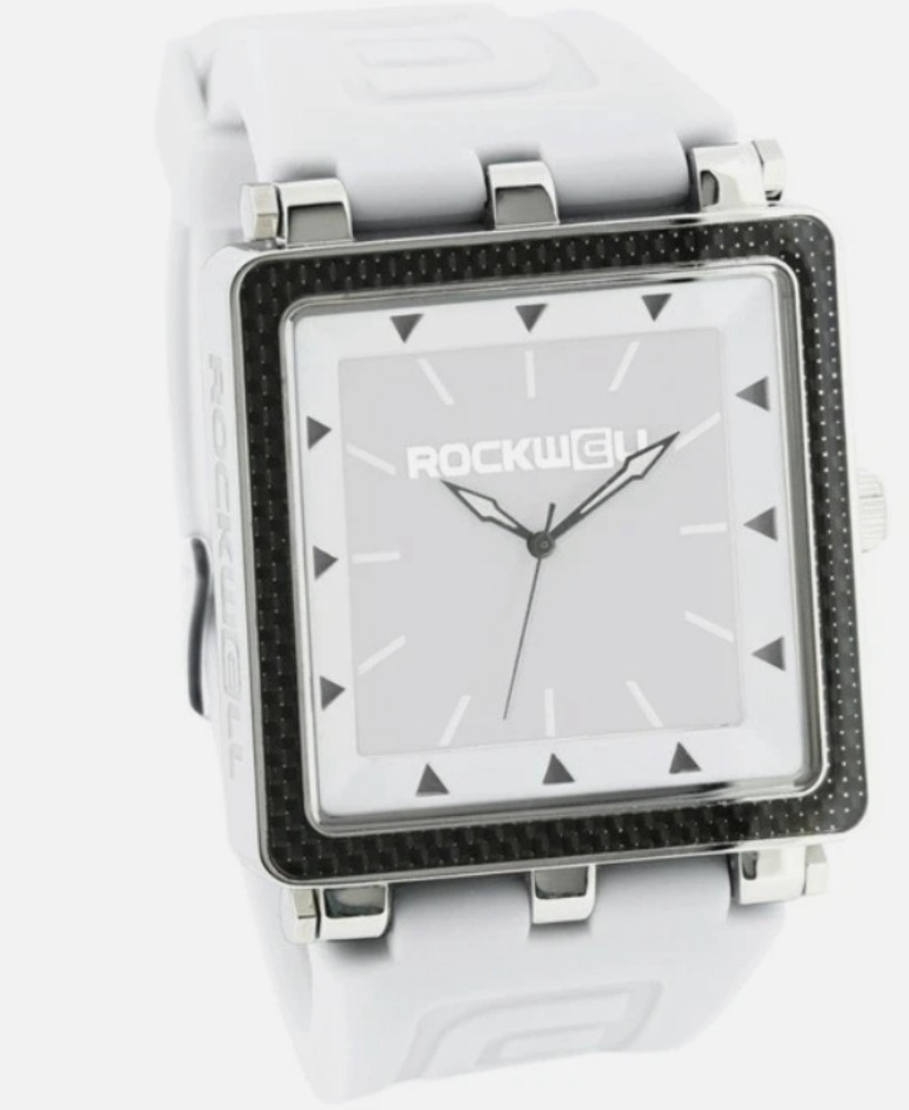 ROCKWELL Mens Carbon Fiber Wrist Watch White CF-115 CF128 - Needs Battery