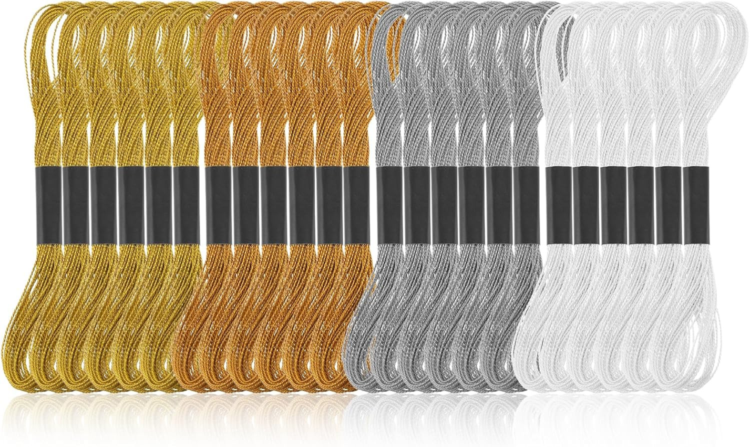 24 Skeins Embroidery Thread, Glitter Cross Stitch Threads Metallic Embroidery Fl