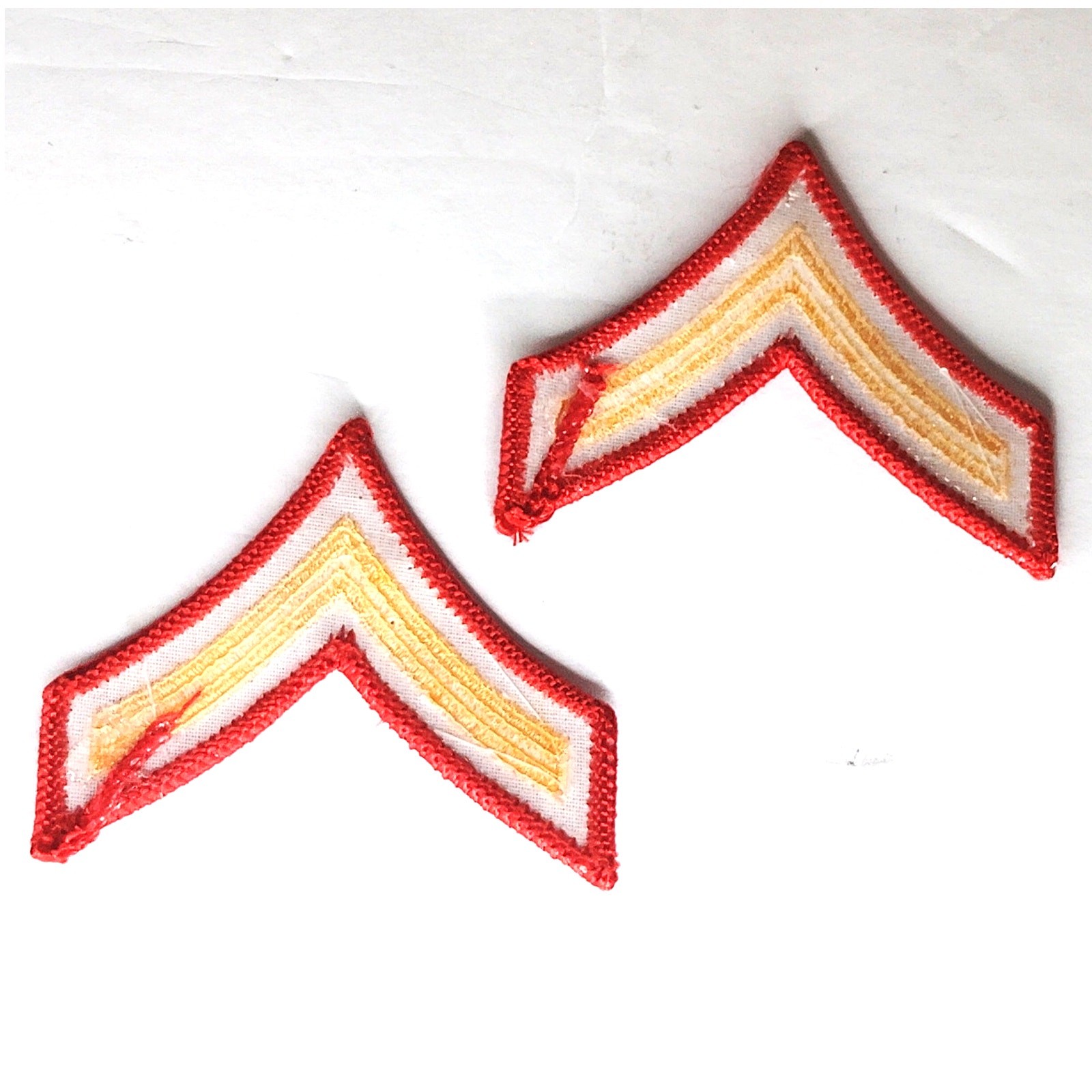 USMC Private First Class PFC E-2 Novelty Patch Pair Red Gold Sew-On 2-3/8" x 3"