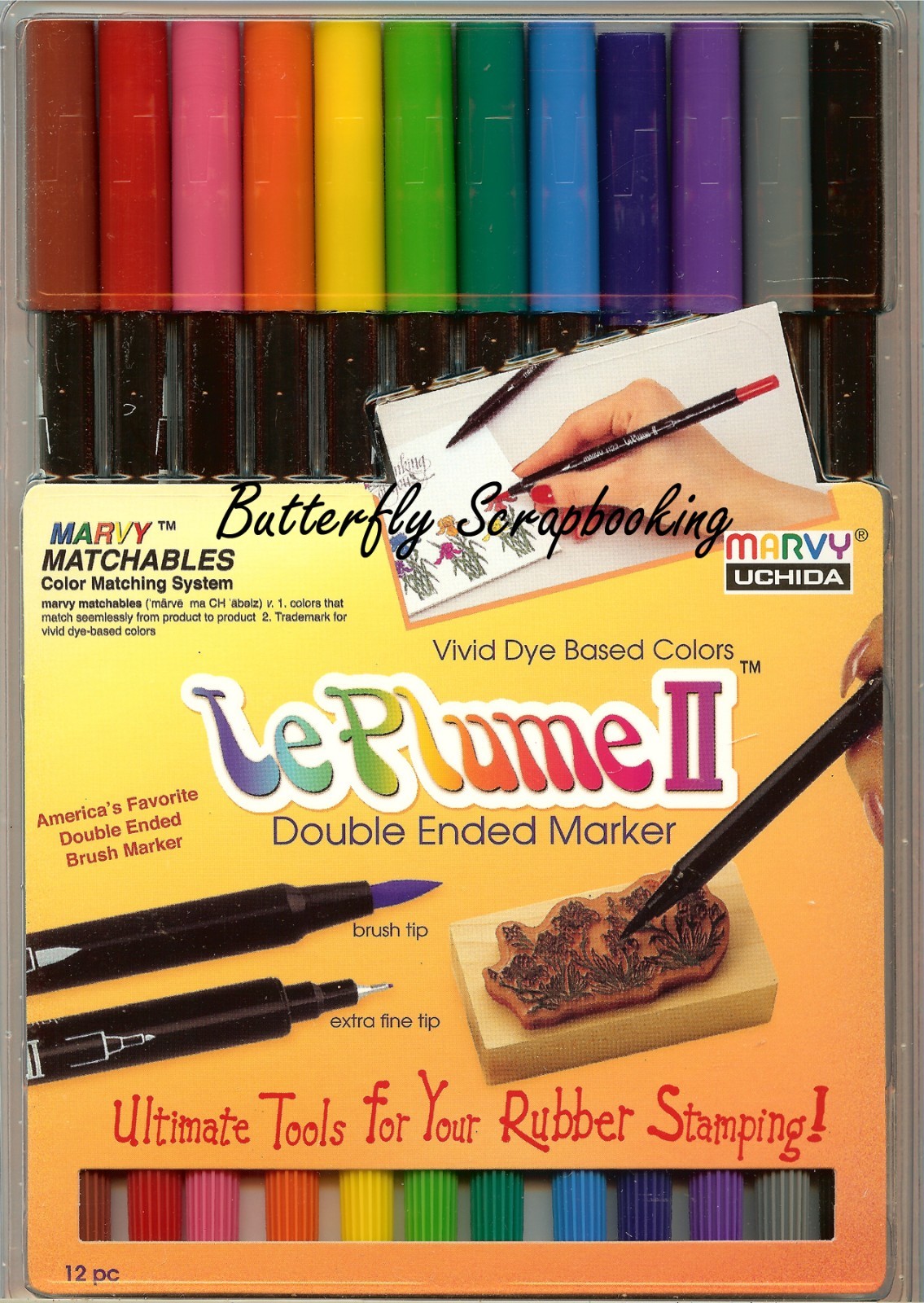 Watercolor MARKER SET 12 Double Ended Marvy Le Plume Set Primary 1122-12A New