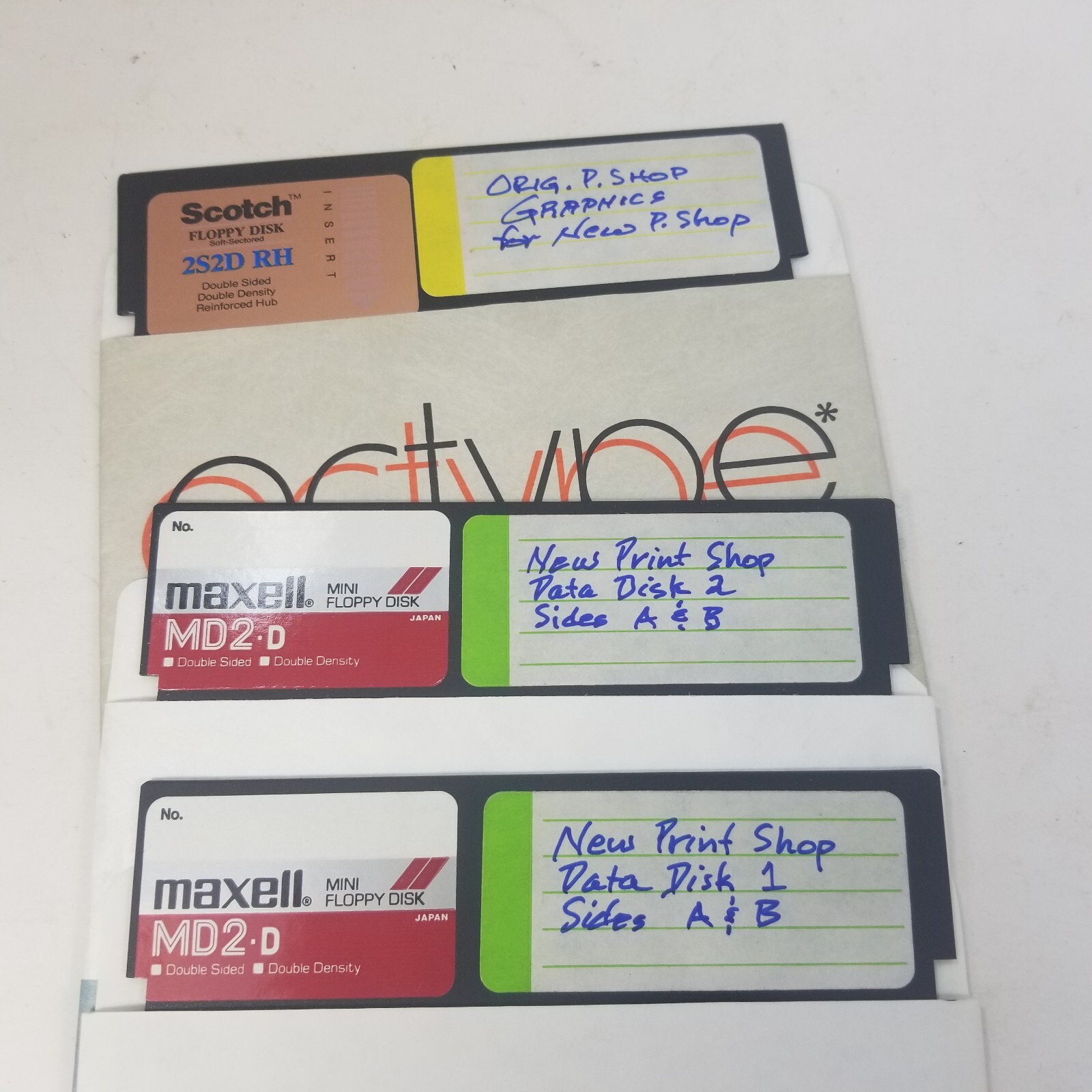 Vintage Apple II Print Shop Data Disks Software 5.25” Floppy Disk