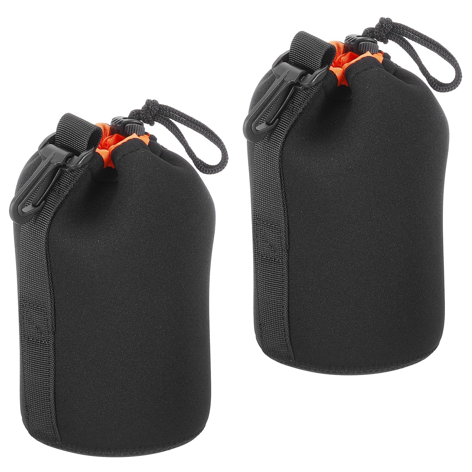 PATIKIL Camera Lens Bag, 2 Pcs 3.7" ID x 7.1" H 3.9" x H, Orange