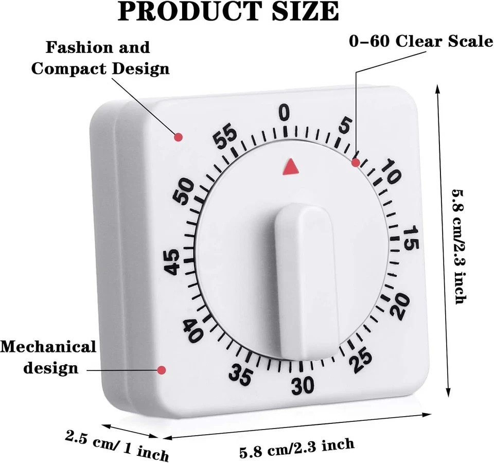 1 Pack 60 Minute Mechanical Kitchen Timer Loud Ring Wind Up Cooking Alarm