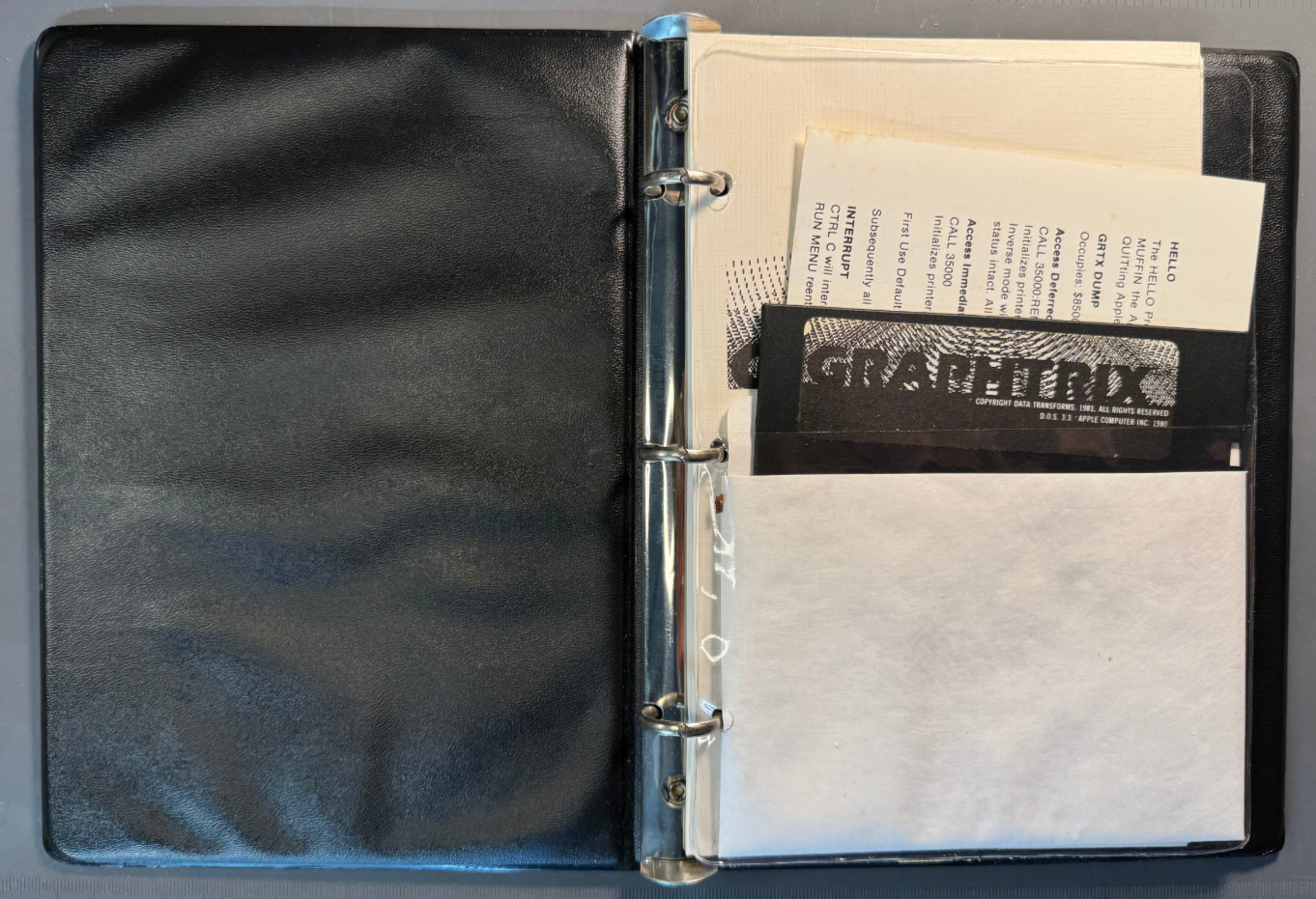 Graphtrix 1.3 Apple II 5.25 Floppy Software Manual Binder Untested