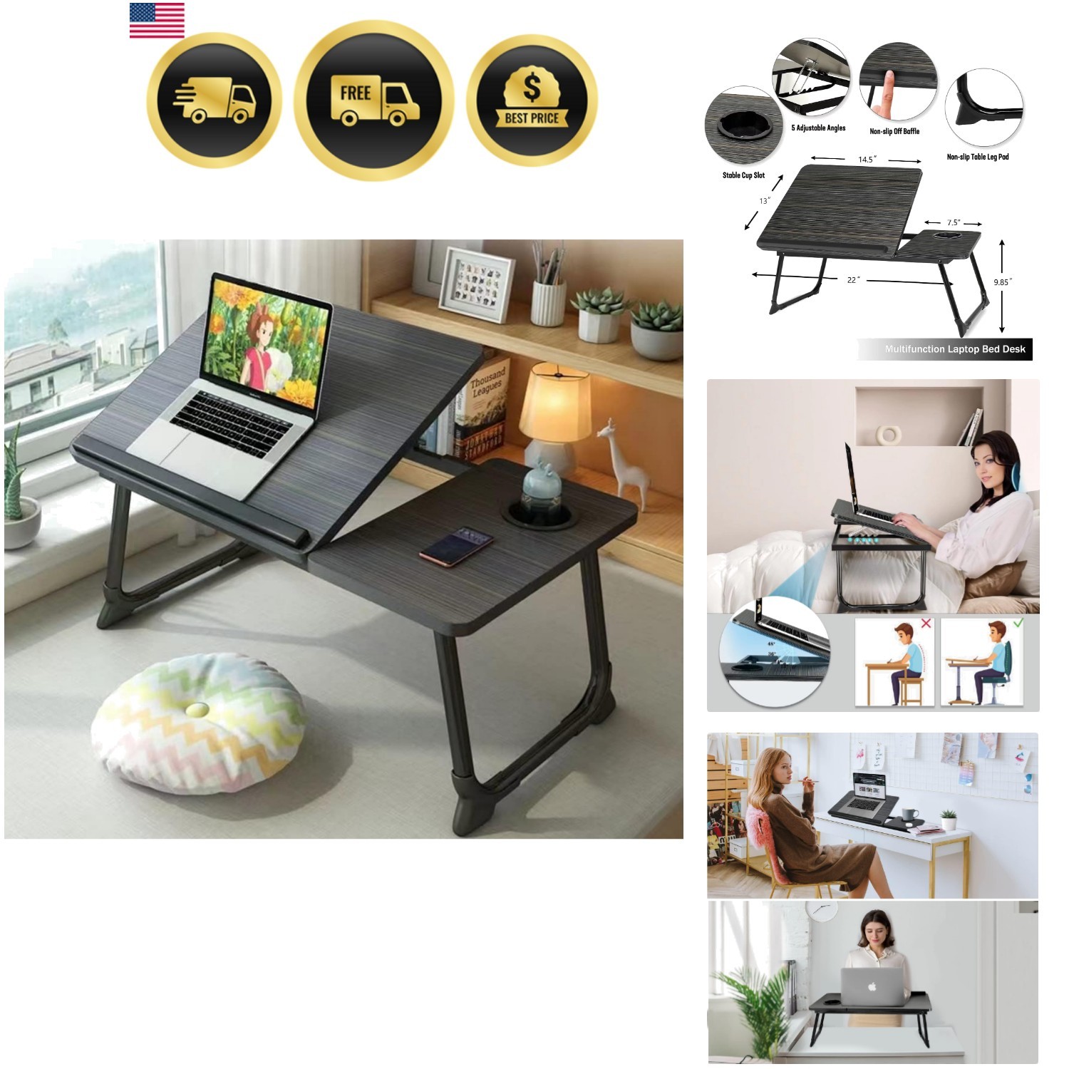 Laptop Desk for Bed Couch,Lap Desk for Laptop,Portable Laptop Stand for Desk,...