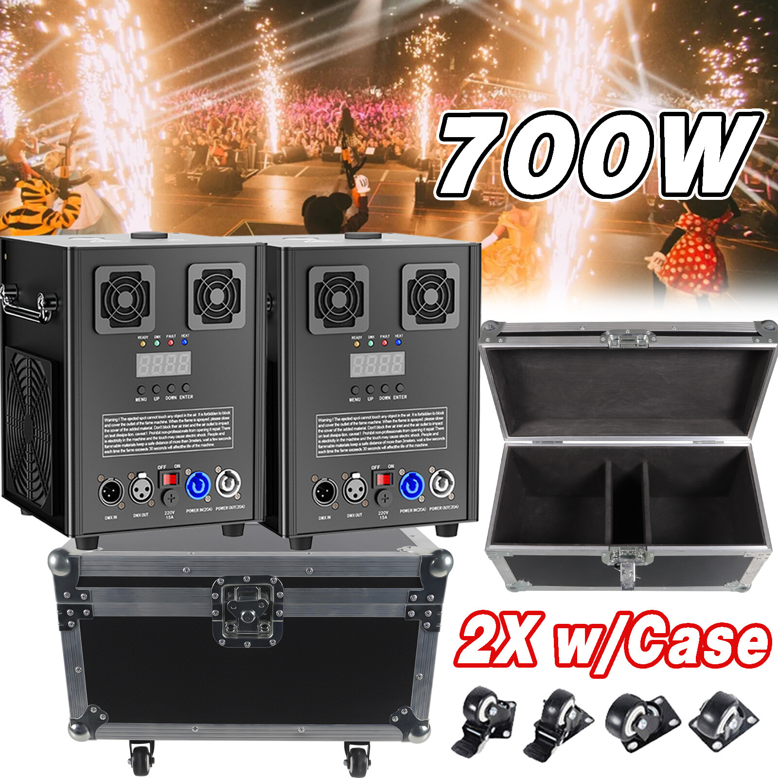 700W Cold Spark Machine Stage Effect DMX Firework Machine Bar Wedding Show+Case