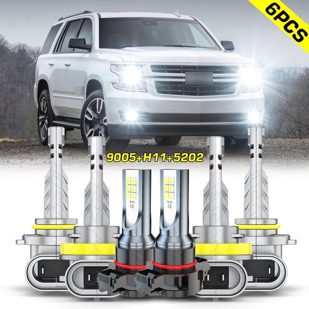 For Tahoe 2015-2016 2017 2018 2019- 6x Combo LED Headlight + Fog Bulbs KIT