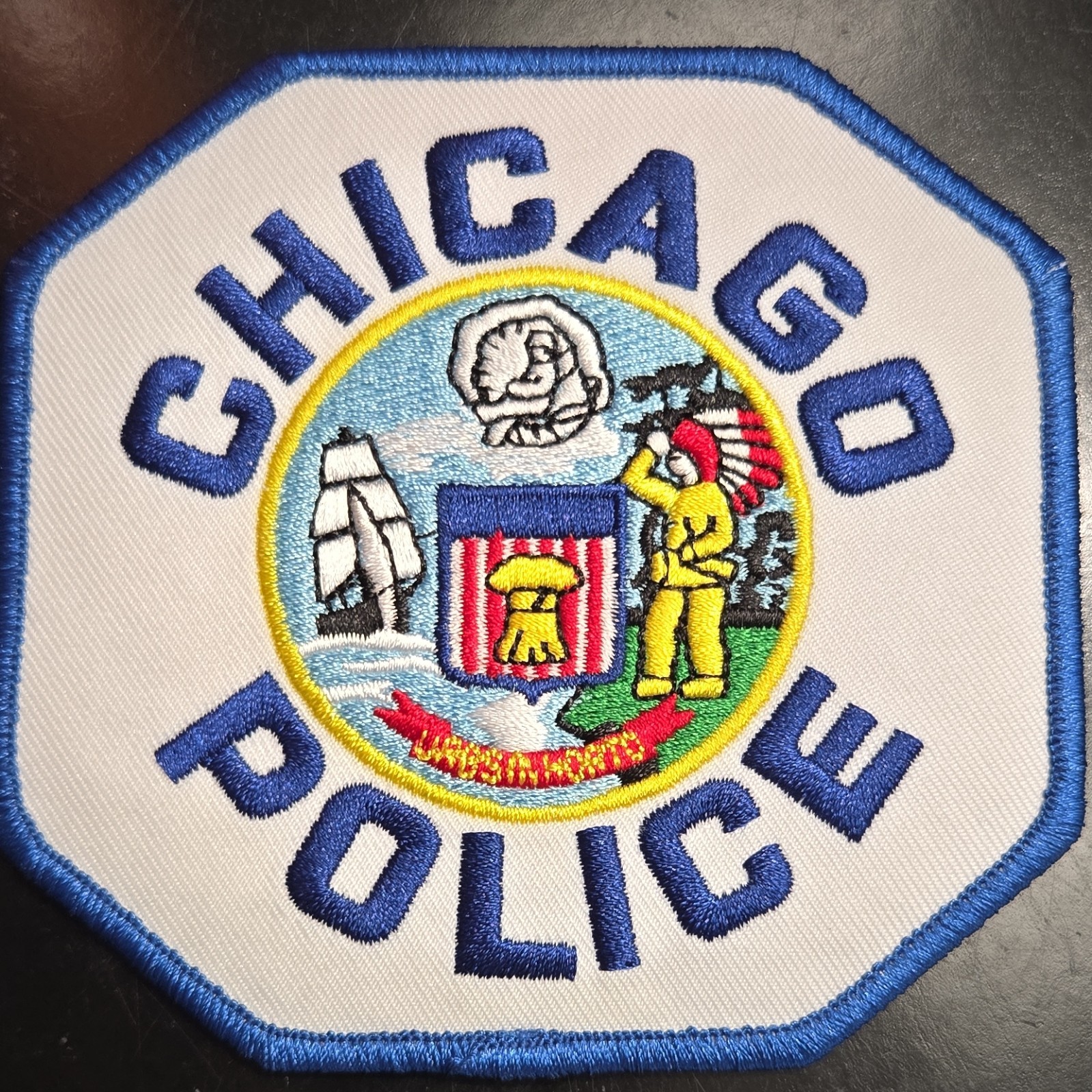 Chicago Police Embroidered Octagon Patch Blue/White - Single Patch, Illinois