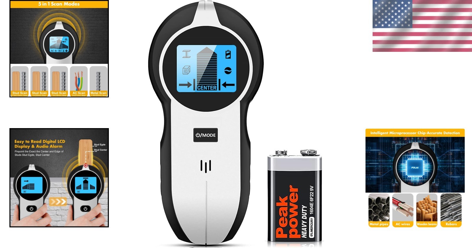 Stud Finder Wall Scanner 5 in 1 Blue