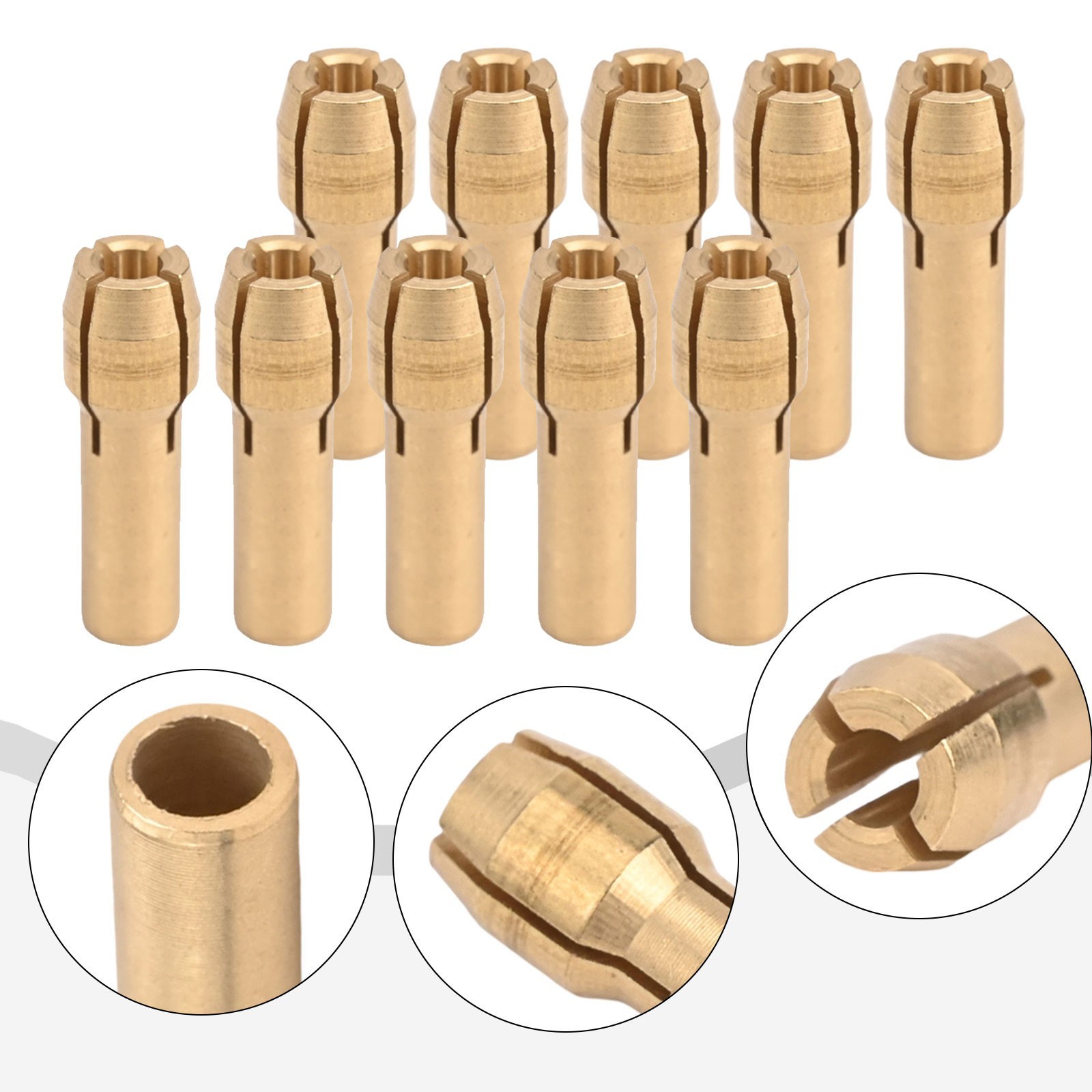 Rotary Tool Adapter with 10pcs Brass Chucks for Mini Drill Collet Chuck