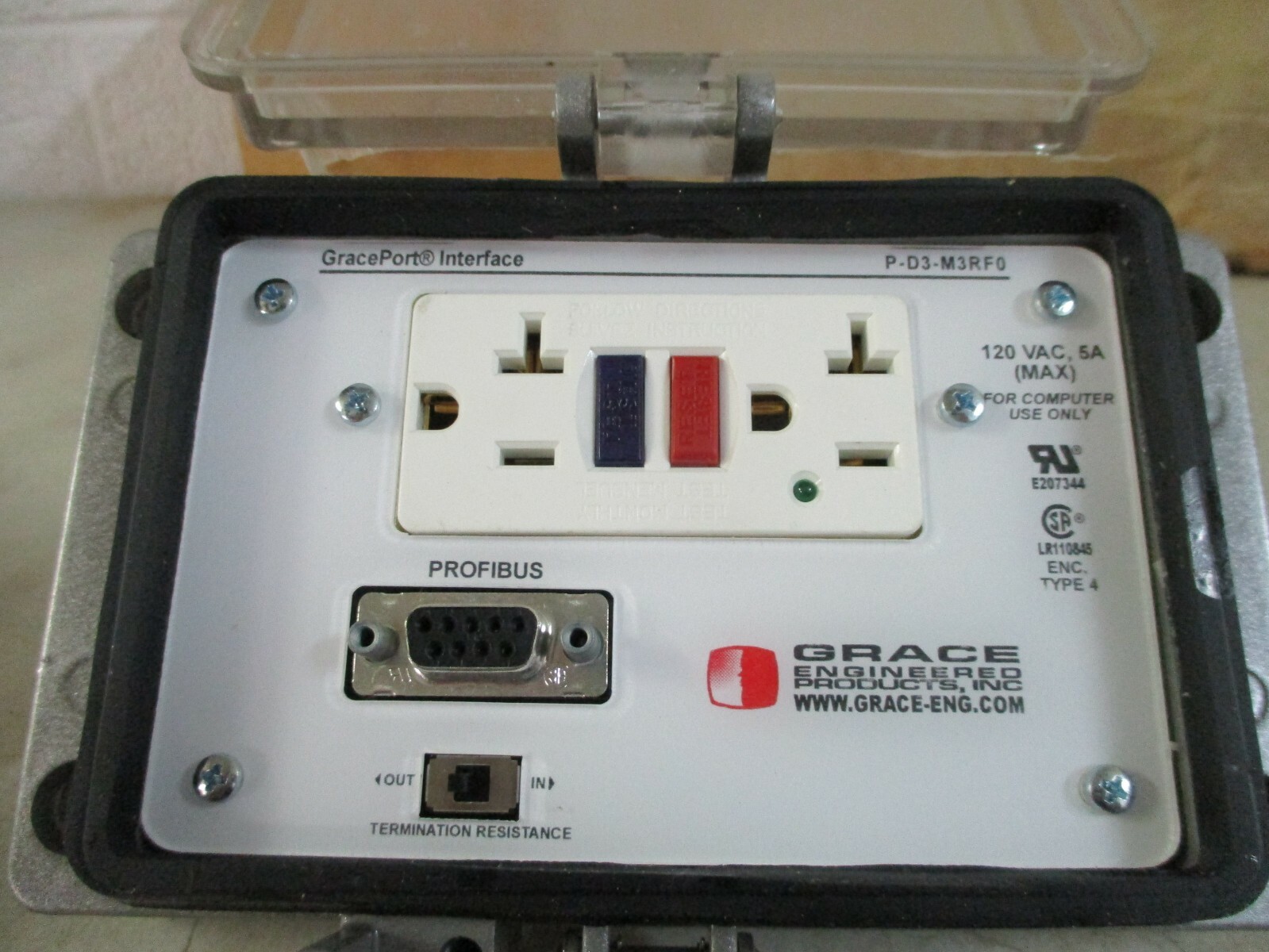 GracePort Interface P-D3-M3RF0 Panel Interface Receptacle 120VAC FREE SHIPPING