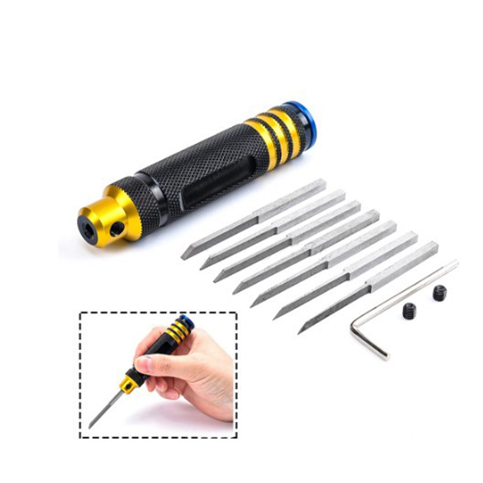 Prime Model Scriber W/7 Blade Resin Carved RC Hobby Cutting Tool for Gundam