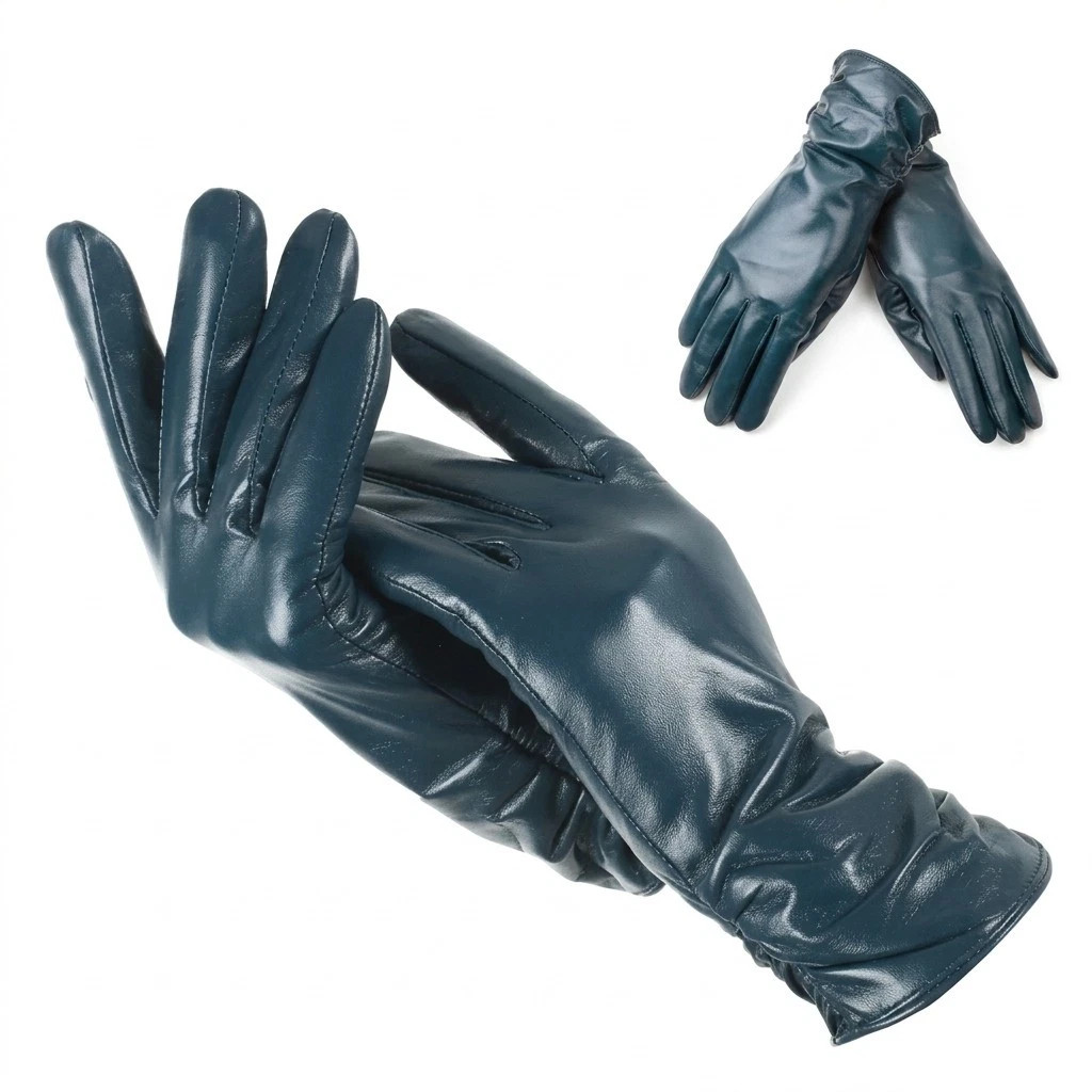 Classic Pleated Leather Gloves Women Color Real Leather Women Sheepskin Gloves