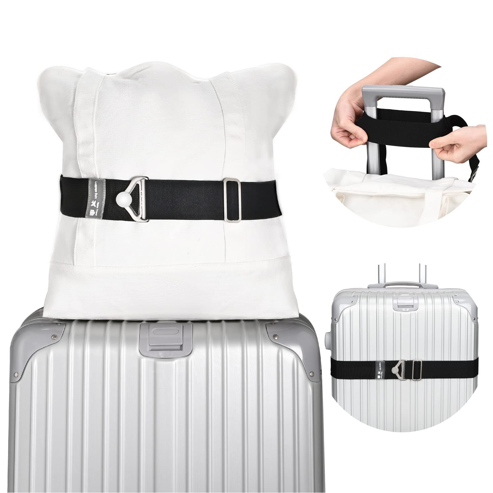 2-in-1 Travel Belt Luggage Straps Over Handle for Carry On Bag,ZZM Elastic Ad...