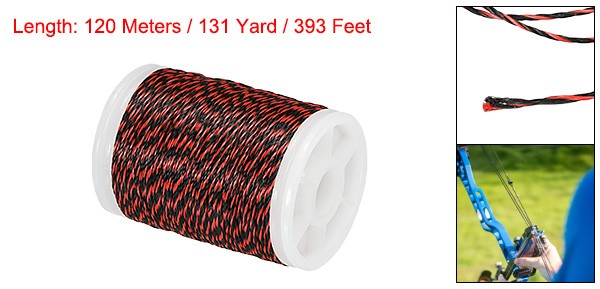 Archery Bow String Serving Thread, 0.02" Dia Bowstring Thread, Red/Black