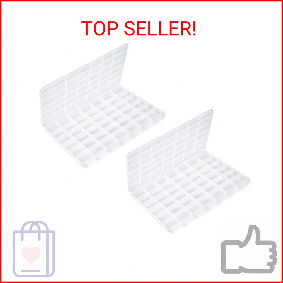 Secmity 2pcs 42 Grids Plastic Bead Organizer Beads Storage Containers Bead Holde