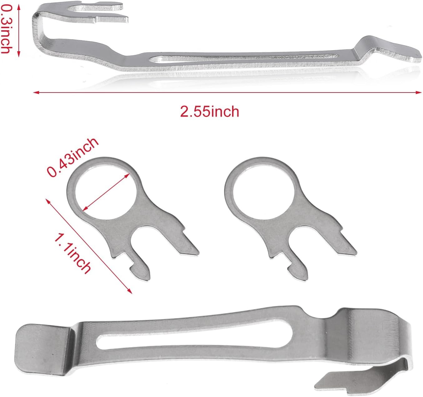 Quick-Release Pocket Clips + Lanyard Ring Set Stainless Steel Quick Release