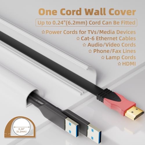 39" Side Open One Cord Hider ( 1/4") for Wall Mounted Small-39" White