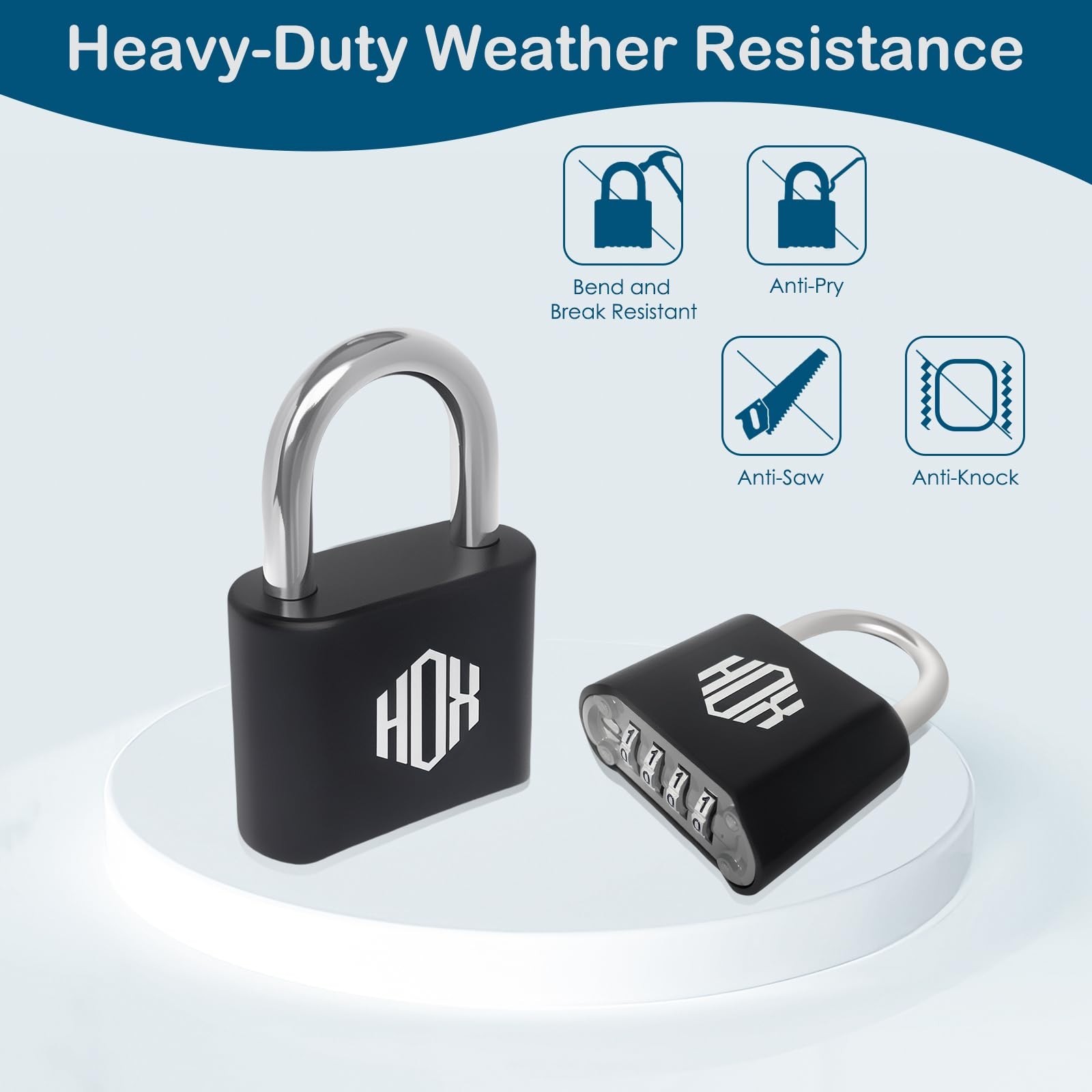 Heavy Duty 4 Digit Combination Lock - Waterproof Outdoor Padlock, 2 Pack for Gym