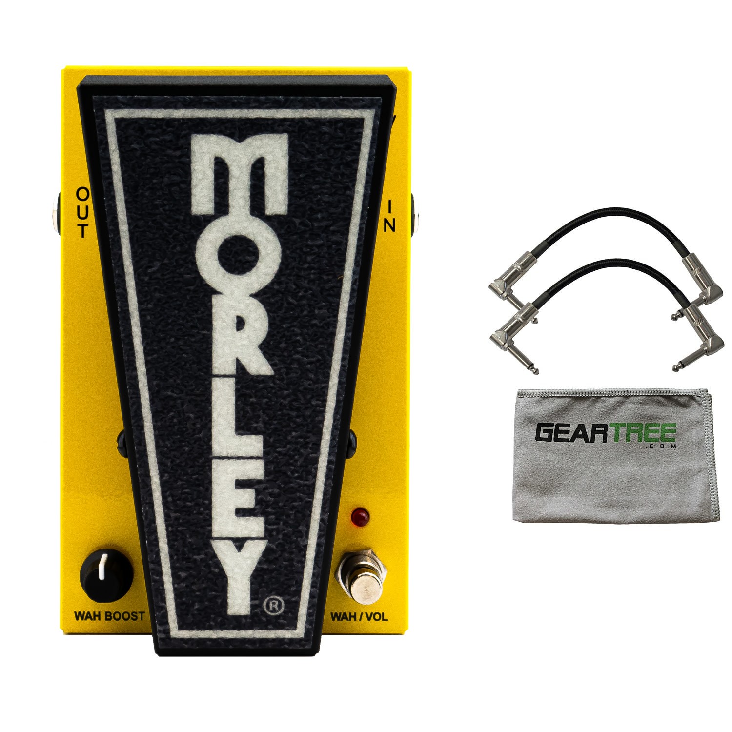Morley MTPWOV 20/20 Power Wah Volume Pedal w/ 2 Patch Cables and Cloth