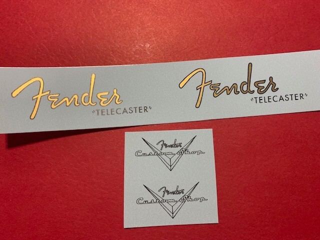 Fender Telecaster '52 Gold Guitar Waterslide Headstock Decal Metallic Inks