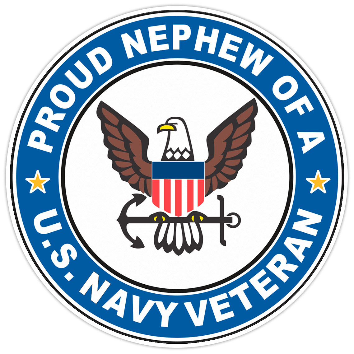 U.S. Navy Veteran Proud Nephew Bumper Sticker Military Vinyl Soldier Decal 5"